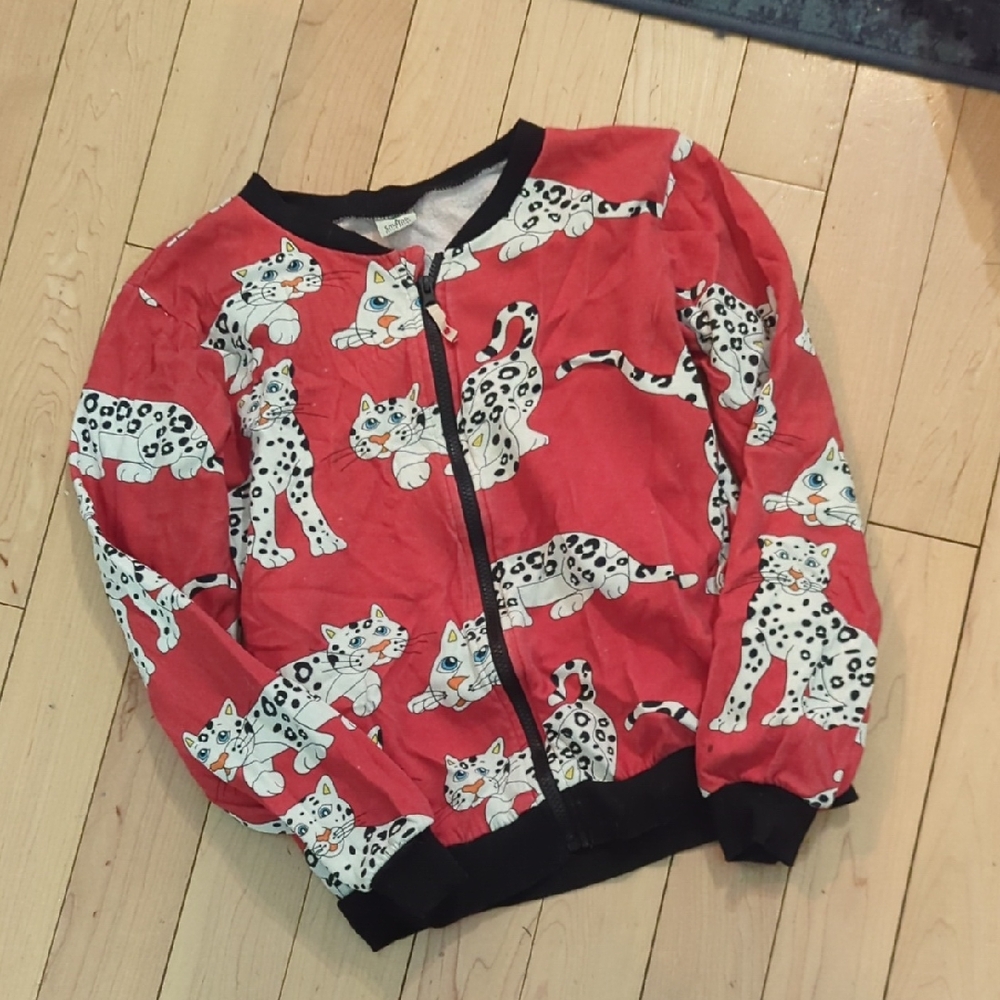 Smafolk Kids Red Cat Print Zip-Up Hoodie - 12 Years